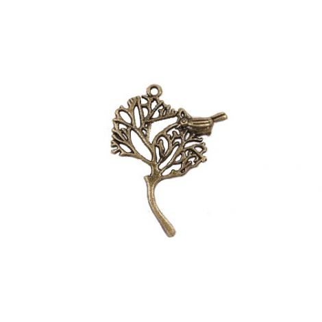 Zawieszka metalowa Charms ScrapBerry's Ptak na Drzewie, 29mm